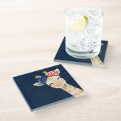 愛国的赤白青キリン ガラスコースター (アングル)