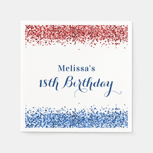 愛国的赤白青グリッター誕生会 スタンダードカクテルナプキン (正面)
