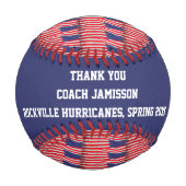 愛国的赤白青サンキューコーチ名旗 野球ボール (正面)