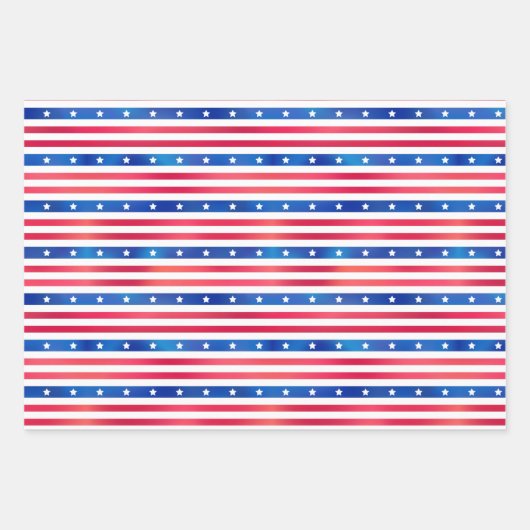 愛国的赤白青スストライプターズUSAアメリカ ラッピングペーパーシート (正面2)