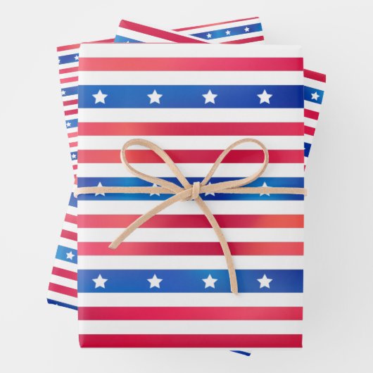 愛国的赤白青スストライプターズUSAアメリカ ラッピングペーパーシート (インサイチュ)