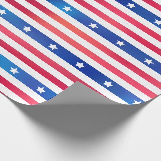 愛国的赤白青スストライプターズUSAアメリカ ラッピングペーパー (角)