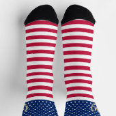 愛国的赤白青スターストライプズモノグラムの ソックス (上部)