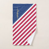 愛国的赤白青スターストライプズモノグラムの バスタオルセット (ハンドタオル)