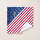 愛国的赤白青スターストライプズモノグラムの バスタオルセット (ウォッシュタオル)