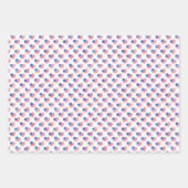 愛国的赤白青スターストライプハートフラグ ラッピングペーパーシート (正面3)