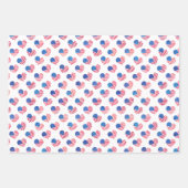 愛国的赤白青スターストライプハートフラグ ラッピングペーパーシート (正面2)