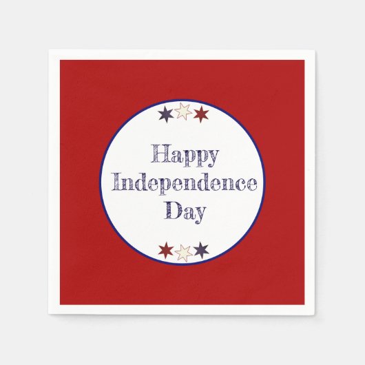 愛国的赤白青スター紙プレート スタンダードカクテルナプキン (正面)