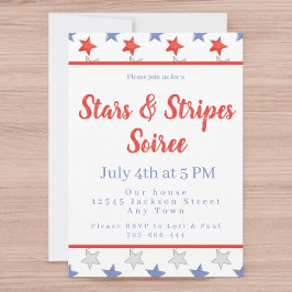 愛国的赤白青スター7月4日パーティー 招待状