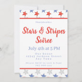 愛国的赤白青スター7月4日パーティー 招待状 (正面)