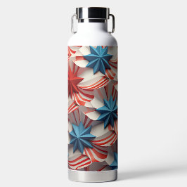 愛国的赤白青ストライプ星 ウォーターボトル