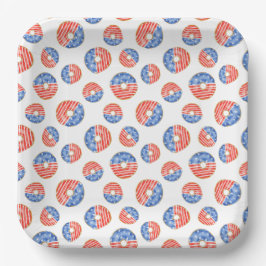 愛国的赤白青ドーナツ ペーパープレート