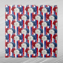 愛国的赤白青バラストライプフローラ タイル