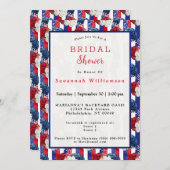 愛国的赤白青バラストライプブライダルシャワー 招待状 (正面/裏面)
