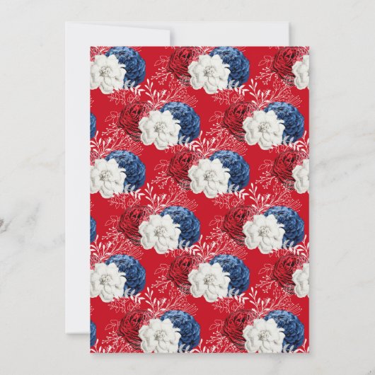 愛国的赤白青バラ誕生日 招待状 (裏面)