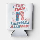 愛国的赤白青ビーチサンダル花火 缶クーラー (正面)