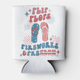 愛国的赤白青ビーチサンダル花火 缶クーラー