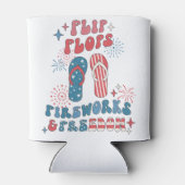 愛国的赤白青ビーチサンダル花火 缶クーラー (裏面)