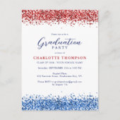 愛国的赤白青モダングリッター卒業 インビテーションポストカード (正面)