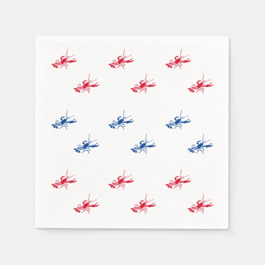愛国的赤白青ロブスターパターンかわいいおもしろい スタンダードカクテルナプキン (正面)