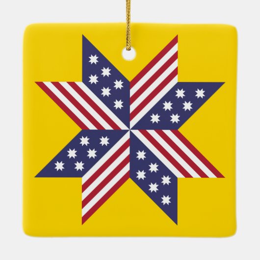 愛国的赤白青先住民スターストライプズ セラミックオーナメント (裏面)