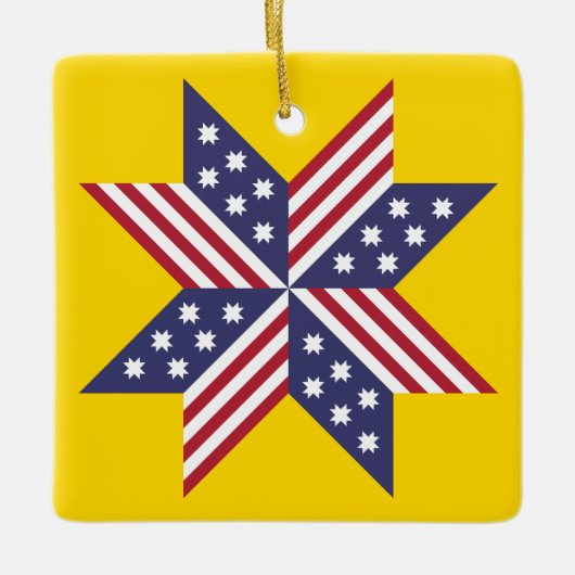 愛国的赤白青先住民スターストライプズ セラミックオーナメント (正面)