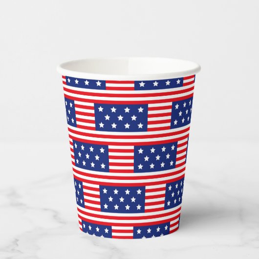 愛国的赤白青国旗のスターストライプズ 紙コップ (左)