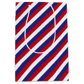 愛国的赤白青対角ストライプ ミディアムペーパーバッグ (正面)