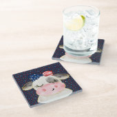 愛国的赤白青牛 ガラスコースター (アングル)