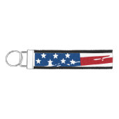 愛国的赤白青米国国旗 リストバンドキーホルダー (鍵左)