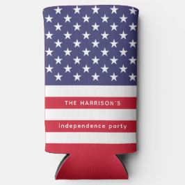 愛国的赤白青米国旗パーソナライズされた スリム缶クーラー