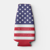 愛国的赤白青米国旗パーソナライズされた ボトルクーラー (正面)