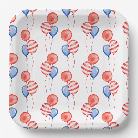 愛国的赤白青風船 ペーパープレート (正面)