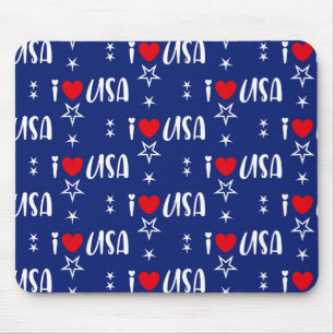 愛国的赤白青I LOVE USA マウスパッド