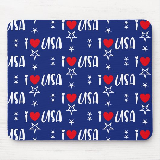 愛国的赤白青I LOVE USA マウスパッド (正面)