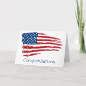 愛国的軍隊おめでとうアメリカ国旗 カード (正面)