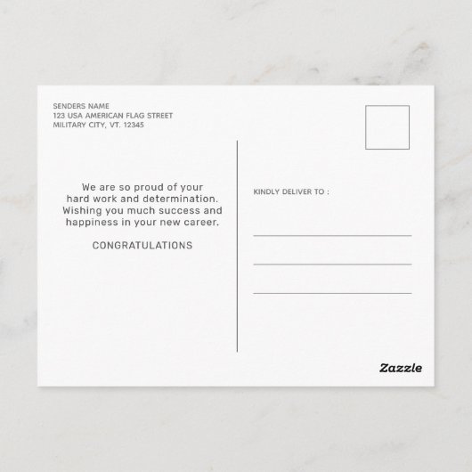 愛国的軍隊おめでとうアメリカ国旗 ポストカード (裏面)