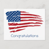 愛国的軍隊おめでとうアメリカ国旗 ポストカード (正面)