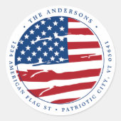 愛国的軍隊アメリカ国旗差出人住所 ラウンドシール