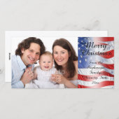 愛国的軍隊クリスマスアメリカ国旗 シーズンカード (正面/裏面)