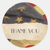 愛国的軍隊サンキューオールドアメリカ国旗 ラウンドシール (正面)