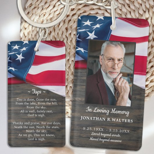 愛国的軍隊メモリアルアメリカ国旗の写真 キーホルダー