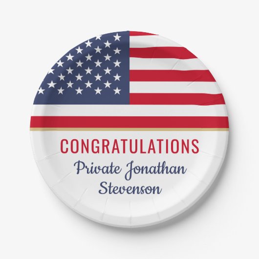 愛国的軍隊卒業陸軍米国国旗 ペーパープレート (正面)