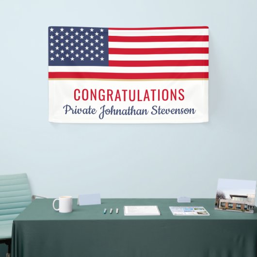 愛国的軍隊卒業陸軍米国国旗 横断幕 (トレードショー)