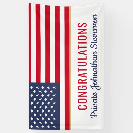 愛国的軍隊卒業陸軍米国国旗 横断幕 (縦)