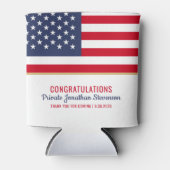 愛国的軍隊卒業陸軍米国国旗 缶クーラー (正面)