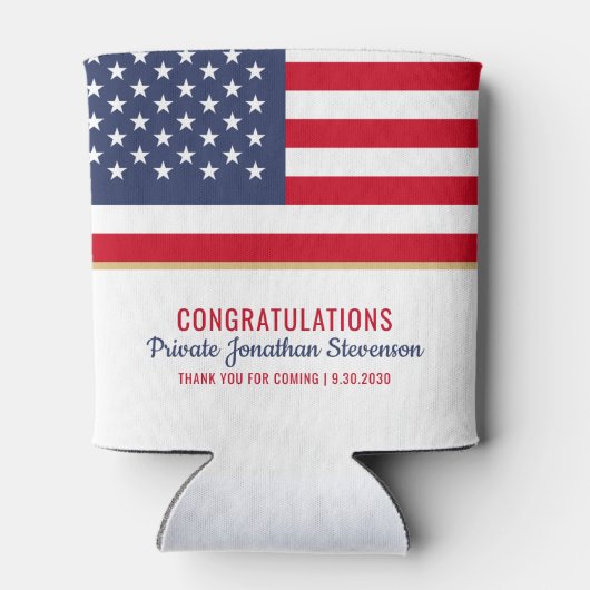 愛国的軍隊卒業陸軍米国国旗 缶クーラー (裏面)