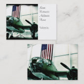 愛国的軍隊第二次世界大戦飛行機とアメリカ国旗 名刺 (正面/裏面)