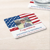 愛国的軍隊米国国旗の卒業 スクエアペーパーコースター (アングル)
