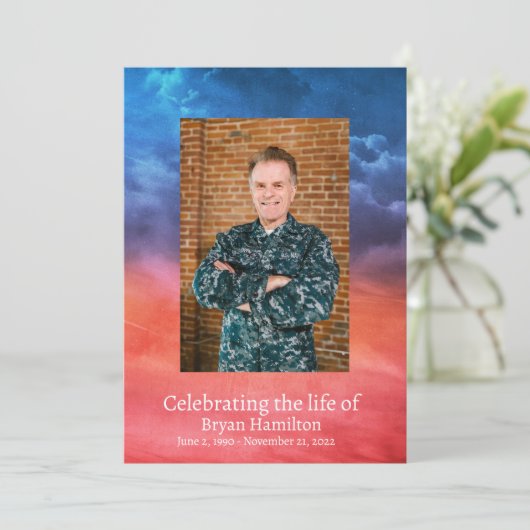 愛国的軍隊退役軍人葬儀祈りの言葉カード 招待状 (スタンド正面)